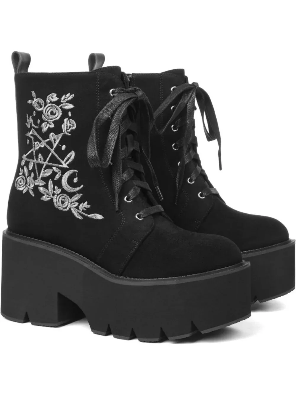 Gothic Platform Ankle Boots for Women - Rave Combat Booties, Edgy Style